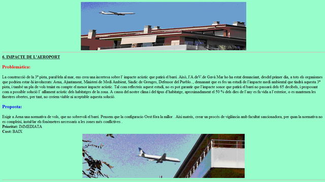 Imagen de la web de la AVV de Gav&agrave; Mar del a&ntilde;o 2003